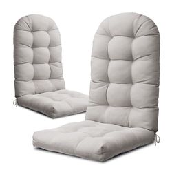 YEFU Adirondack Lot de 2 Coussins de Chaise à Bascule à Dossier Haut épais pour intérieur et extérieur, 124,5 x 50,8 x 12,7 cm, Gris Clair