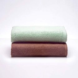 Sancarlos - Set of 2 Ocean Duo Bath Towels, Powder Green and Brown, 100% Cotton, 550 g/m²