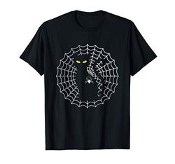 Gatto nero in ragnatela Felice Halloween spaventoso Kitty sp Maglietta