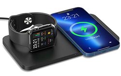 ANSTA Chargeur 2 en 1, Chargeur Induction Station de Charge Compatible avec Galaxy S22/S21/S20/Note 20/10, iPhone 14/14 Plus/13/12 Pro/12/11