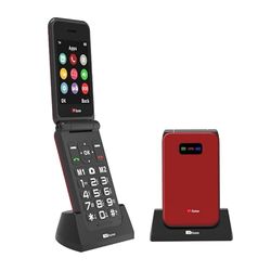 TTfone TT760 Flip 4G Big Button Mobile Phone for the Elderly with Emergency Assistance button Unlocked Basic Mobile Phone (Red, with Dock Charger)