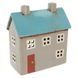 Shudehill Giftware Village Pottery Blue Roof Tealight House