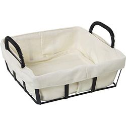 CESTA PAN C/TELA METAL NEGRO,TELA:95% ALGODÓN+5% POLIÉSTER 22X20X11CM