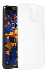 mumbi äkta läderfodral kompatibel med Nokia 7.1 2018 skal läder väska Case Wallet, vit