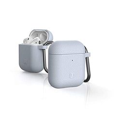 U av UAG [U] DOT Soft-Touch silikonfodral Apple Airpods 2 (2019)/Apple Airpods 1 (2016) [Trådlös laddning kompatibel (LED synlig), Lightning-kontaktskydd, karbinhakar] mjuk blå