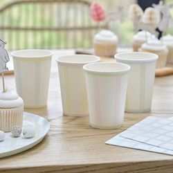 Ginger Ray Pasen Gingham Pastel Blauw, Groen, Geel & Roze Papieren Party Cups Servies 8 Pack