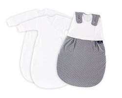 Träumeland S0100155 Babyslaapzak Liebemich 3-delige set stippen grijs, maat 68/74, meerkleurig
