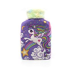 Cassandra Children's Small Hot Water Bottle in Super-soft Faux Fur Cover. Unicorn, Penguin or Swan Design. 5 Year Guarantee. Design Received Varies. 700ml