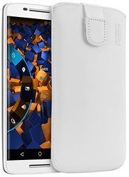 mumbi Äkta läderfodral kompatibel med Motorola Moto X Play fodral läderfodral plånbok, vit