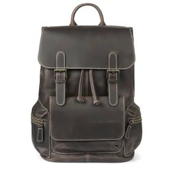 MegaGear Valley Mochila de Cuero de Grano Superior para Laptop para Hombres y Mujeres - Bolsa de Viaje Versátil para Negocios y Aventuras - Apta para Laptops de 13" (Castagna)