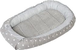 Medi Partners Reducteur de Lit Bebe - Réducteur Bébé 100x60x15cm Cocon et Naissance couffin Nid d'ange bilatéral Cale 100% Coton Minky (Étoiles avec Gris Minky)