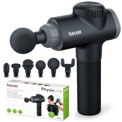 Beurer MG 180 Massage Gun, pistola de masaje con 6 accesorios, 4 niveles de intensidad para un masaje muscular selectivo, aplicable a todas las partes del músculo para su activación y regeneración