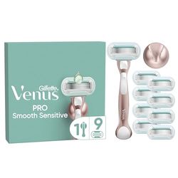 Gillette Venus Pro Smooth Sensitive RoseGold Women's Razor- 9 Blade, 5 Diamond‐Like Coated Blades