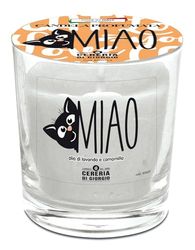 Bougie Miao- en verre parfumé – Parfum huile de lavande et camomille – Hypoallergénique pour chats – Fabriqué en Italie – Cereria Di Giorgio