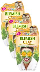 7th Heaven Blemish Clay Mud Face Mask with Witch Hazel and Aloe Vera to Deeply Cleanse and Calm Skin (Pack of 3)