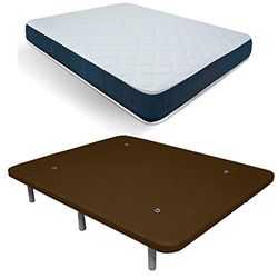 Dormetta Online - Materasso viscoelastico viscoelastico reversibile + base imbottita 3D rinforzata, 5 barre di rinforzo e valvole di ventilazione a 6 gambe, colore: cioccolato, 90 x 180 cm