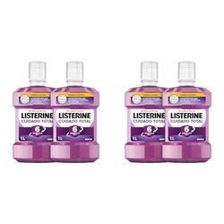 Listerine Enjuague Bucal, 6 Beneficios en 1, Aliento Fresco, Actúa contra los gérmenes, Caries, Gingivitis y sarro, Reduce la placa, Fortalece los dientes, Cuidado Total, Menta, 1 l (Paquete de 4)