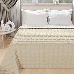 PETTI ARTIGIANI ITALIANI - Colcha de 1,5 lugares reversível, 220 x 260 cm em microfibra, cobertura para cama de primavera, edredão reversível, branco, bege, 100% fabricado na Itália
