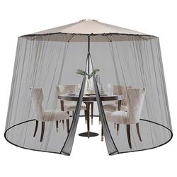Sekey Moustiquaire Réglable pour Parasol de 250-300cm Terrasse, Moustiquaire 1 Portes à Fermeture éclair, Moustiquaire pour Parasol, 2,5 m de Haut, Noir