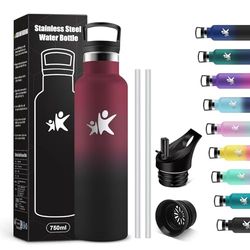KollyKolla Thermosfles, 750 ml, lekvrij, gemakkelijk te reinigen, BPA-vrij, herbruikbaar, drinkfles met rietje, drinkfles voor volwassenen, camping, fietsen, werk, reizen
