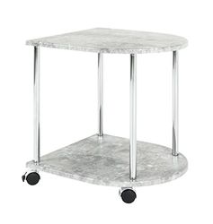 HAKU Möbel Bijzettafel op wielen betonlook, chroom, MDF, metaal - Maat: B 42 cm x H 45 cm x D 40 cm, Stijl: Modern