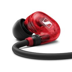 Sennheiser IE 100 PRO RED In-Ear Monitors | Dynamic 10mm Broadband Transducer for Powerful, Precise Monitoring | 1.3M Cable & S/M/L Silcone Adaptors Included | Red & Black (508942)