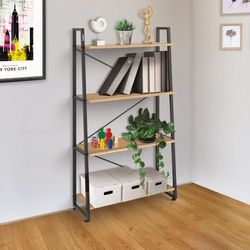 Barkan Étagère à Livres avec 4 Niveaux, étagère en Bois 30 x 70 x 134 cm, étagère de Bureau avec Compartiments Ouverts, étagère Moderne en métal pour Livres, pour Salon, Chambre à Coucher, Bureau.