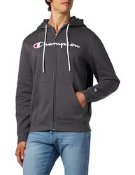 Champion Legacy American Classics-Powerblend Fleece Full Zip Huvtröja Män, Grigio Grafite, M