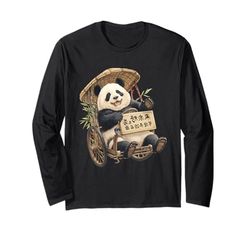 Panda Tirando Un Rickshaw Giapponese - Panda Bear Giapponese Maglia a Manica