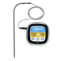 WMF BBQ digital termometer, köttermometer, stektermometer, grilltermometer med 5 matlagningsnivåer, LED-pekskärm, timer, magnethållare