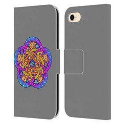 Head Case Designs Licenciado Oficialmente Beth Wilson Nudo Celta Jengibre Doodle Cats 2 Carcasa de Cuero Tipo Libro Compatible con Apple iPhone 7/8 / SE 2020 & 2022