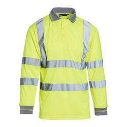 Blackrock Polo Jaune Haute visibilité à Manches Longues, pour Homme et Femme, léger et Respirant, vêtement de sécurité réfléchissant Haute visibilité, entièrement certifié en - S
