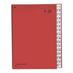 Pagna Desk Organizer - Cuaderno de planificación con índices 1-31, rojo