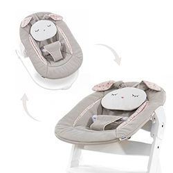 hauck babysitter barnstol insats Alpha Bouncer 2 i 1 / användbar från födseln/med kudde/kompatibel med träbarnstol Alpha + och Beta + / Powder Bunny/beige