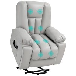 HOMCOM Riser and Recliner Chair for the Elderly, Quick Assembly, Lift Chair with Vibration Massage, Remote Control, Side Pockets, Pocket Spring, Cup Holder, Light Grey