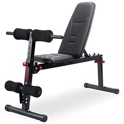 Ultrasport TR-5 Pro Compact, banco de musculación plegable, pesa profesional y banco multifunción para el hogar, uso como curl de bíceps y más, banco de ejercicios con acolchado