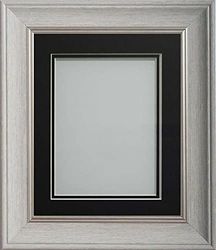Frame Company Drummond Pale Grey Photo Frame, Double Black Mount, 16x12 for 14x10 inch, fitted with perspex