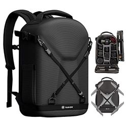 TARION Hardshell Camera Backpack Bag: 3-side Hard Case Camera Rucksack Photography Bag DSLR Backpack Bag with Waterproof Raincover Laptop/Tripod Compartment for Men Women Photographers Black TRH