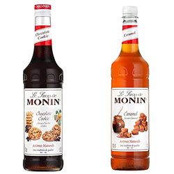 MONIN Premium Chocolate Cookie Syrup 700 ml & Premium Caramel Syrup 1 L
