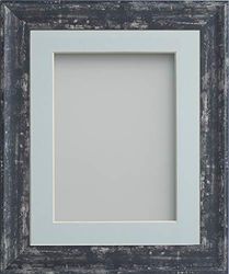 Frame Company Lynton Coal Photo Frame with Light Blue Mount, 20x16 for 16x12 inch, fitted with perspex