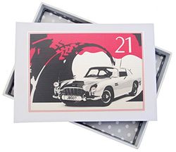 White Cotton Cards 21st Birthday, Mini Photo Album, Classic Car, Wood, 12.5 x 17.5 x 2.5 cm
