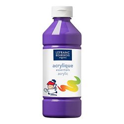 Lefranc Bourgois 188530 Acrylverf, kinderverf, gebruiksklaar, droogt watervast op, geschikt voor alle ondergronden zoals hout, papier, karton, steen, gips, metaal, plastic, 500ml fles - Violet