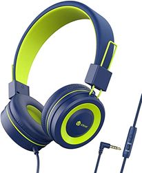 Hoofdtelefoon voor Kinderen, iClever Hoofdtelefoon voor Kinderen, Volume Limited, Stereo-Geluid, Opvouwbaar, Onverwarde Draden, 3,5 mm-Aansluiting voor School/Reizen (blauw groen)