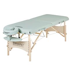 Master Massage 64cm Paradise Mobile massagebed inklapbaar massagebed massagebank cosmetische ligstoel Portable Beauty bed houten poten pakket Lily Green