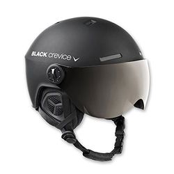 BLACK CREVICE casque de ski Arlberg I casque de ski avec visière & look pilote différentes couleurs I casque de ski hommes & femmes I respirant I avec visière de rechangeI taille réglable (M/L (58-61 cm), Noir Mat)