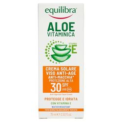 Equilibra, Crema Solare Viso SPF 30, 75 ml, Protezione Solare Viso Anti-age e Anti-macchia*, Senza Profumo, con Aloe Vera, Vitamina E, Olio di Carota, di Argan, di Cocco e Burro di Karité