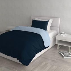 Italian Bed Linen Parure Dunjacka Naturfärg, Mörkblå/Ljusblå, Single