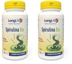 LongLife® Spirulina Bio | Alga spirulina titolata in proteine, ficocianina, clorofilla e carotenoidi | Biologica | Azione di sostegno e ricostituente | 100 capsule vegetali | Vegano e senza glutine