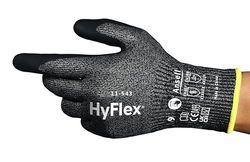 Ansell Hyflex 11-543 Guanti di sicurezza da lavoro, Protezione meccanica, taglia 6 (XS), Nero (12 Paia)