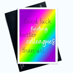 Farewell And Good Luck Hilarious Leaving Work Card Witty Joke And Well Wishes For A Colleague Humorous Goodbye Card For A Positive Send-off For Him for Her Leaving Work Card New Job Cards SP93